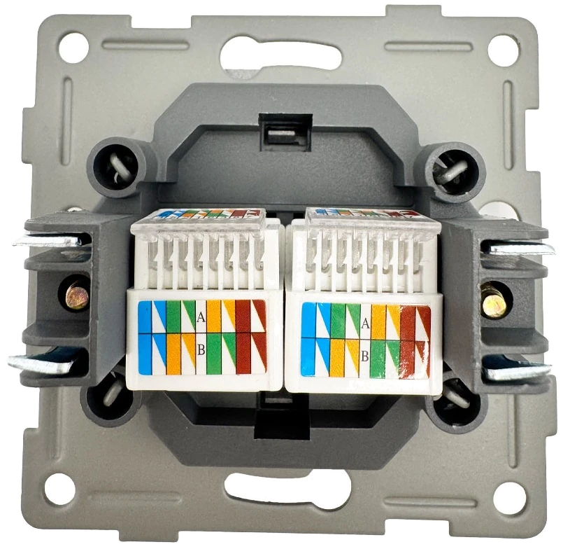 Розетка RJ45 2-я серая Софт-тач